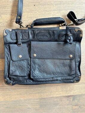 Overland Leather Black Satchel with Front Pockets
